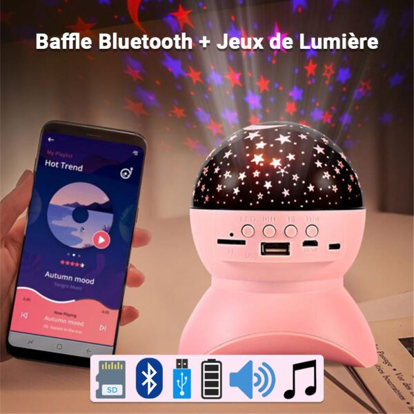 Baffle Haut Parleur Bluetooth Starry Avec Projecteur Ciel Étoile (Jeux de Lumière)