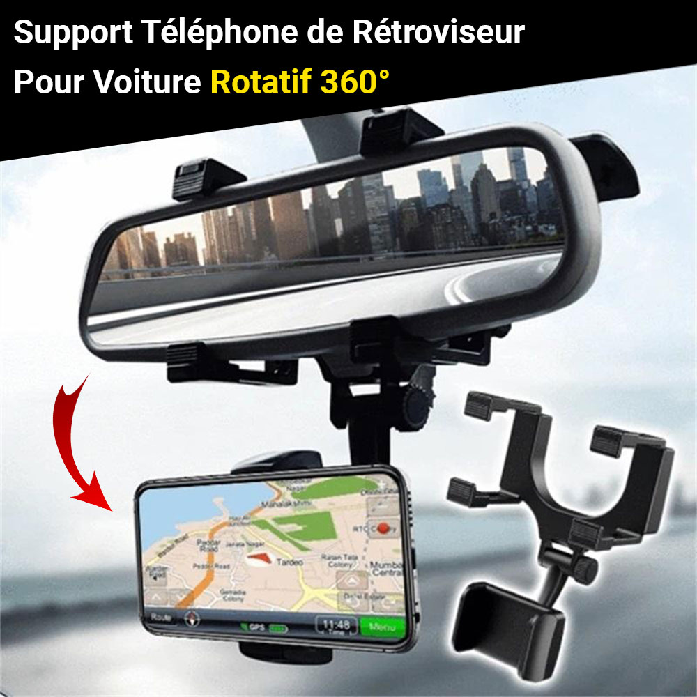 Support de téléphone pour rétroviseur de voiture, support de Smartphone de  montage universel à rotation 360°.