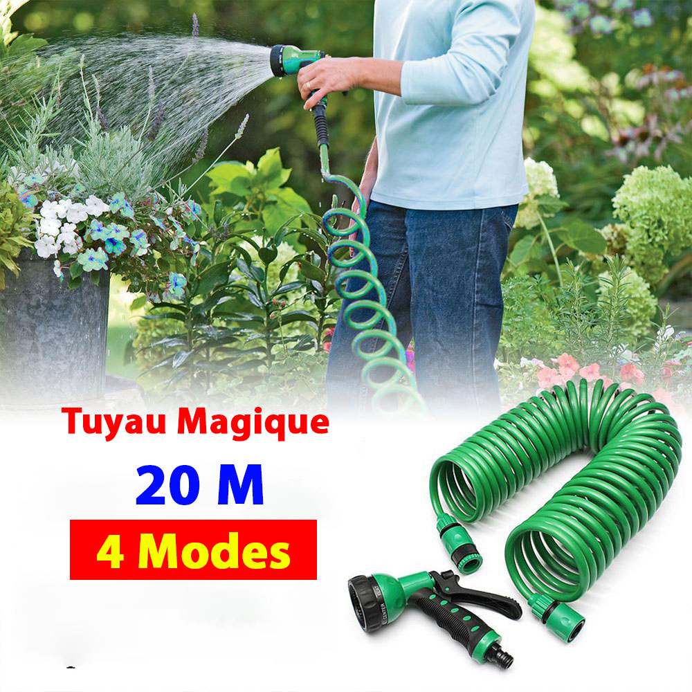 Tuyau D'arrosage Magique Rétractable 20 M - 4 Modes Haute Qualité 