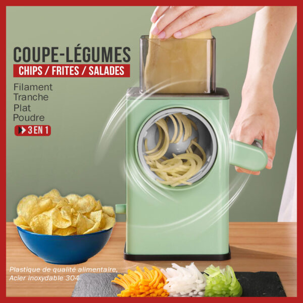 Coupe Légumes / Chips / Frites Rotatif Multifonctionnel 4 en 1