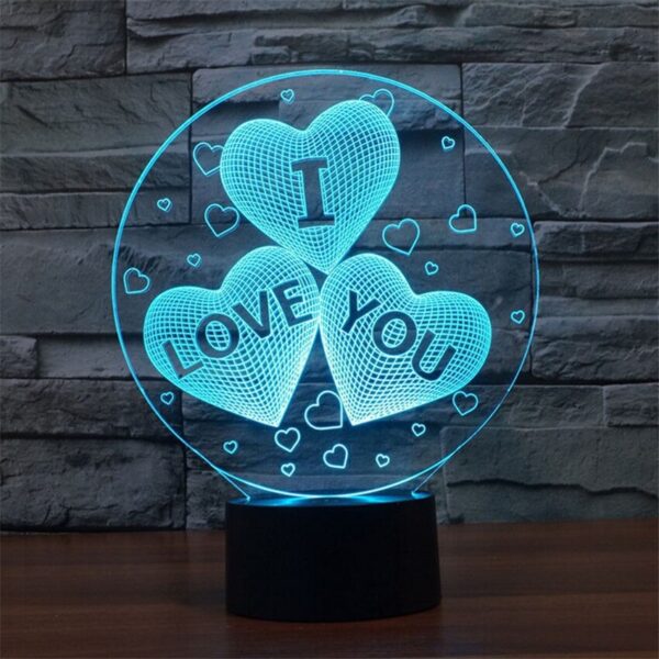 Veilleuse 3D LED Romantique 3 Coleurs Modèle V02