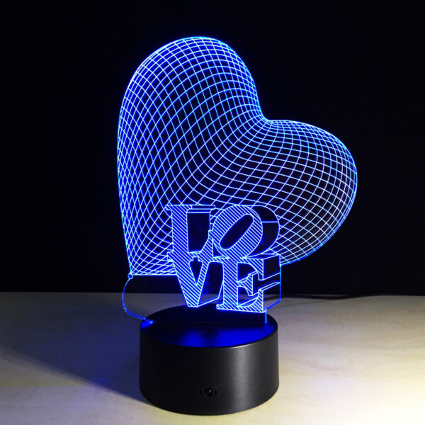 Veilleuse 3D LED Romantique 3 Coleurs Modèle V04