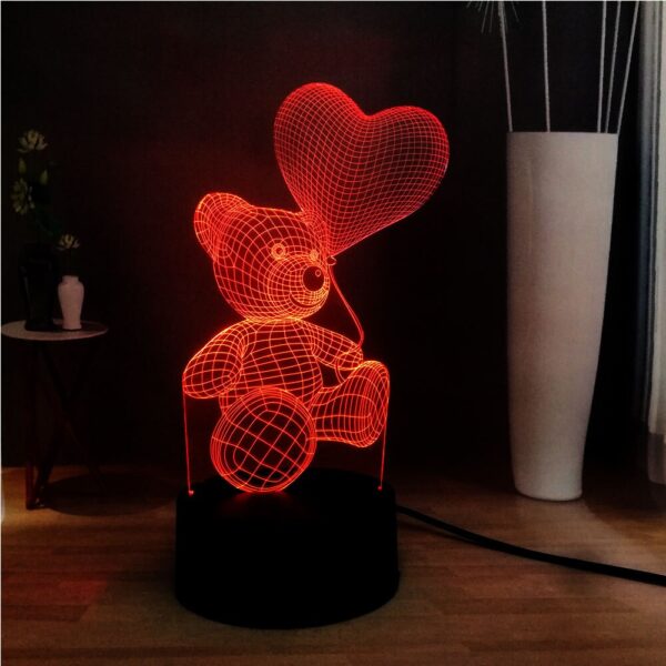 Veilleuse 3D LED Romantique 3 Coleurs Modèle V06