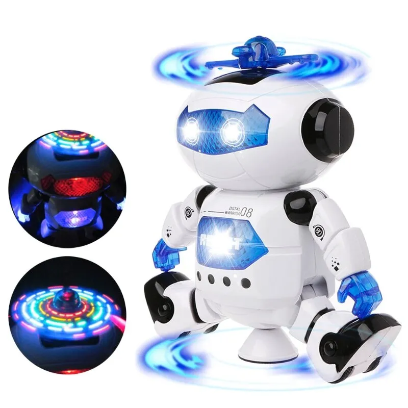 Robot électronique de danse spatiale, musique éblouissante, Flash