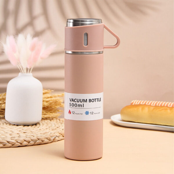 Thermos en Acier Inoxydable Avec 1 Tasse de Luxe Rose