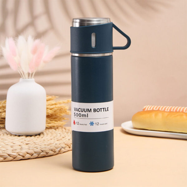 Thermos en Acier Inoxydable Avec 1 Tasse de Luxe Bleu