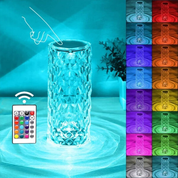 Lampe Cristal Décoratif de Table LED 16 Coleurs + Télécommande