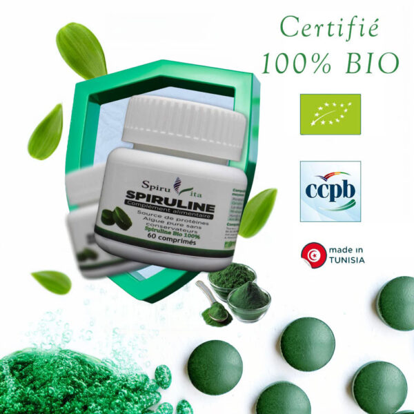 Pure Spiruline Boite de 60 Comprimés Certifiée BIO Haute Qualité
