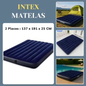 Intex Matelas Gonflable 2 Place Ultra-Confortable - 137 x 191 x 25 CM - Dura-Beam avec Technologie Fiber-Tech