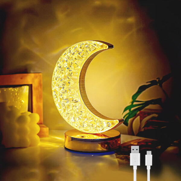 Lampe de Table Cristal Lune – Éclairage Élégant à 3 Couleurs