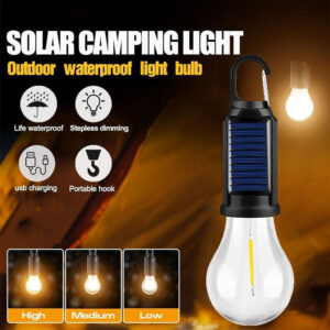 Lanterne LED Rechargeable & Solaire, Portable, Anti-Choc avec Éclairage 360° – 3 Niveaux de Luminosité