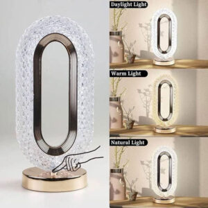 Lampe de Table Cristal LED – 3 Couleurs Tactiles