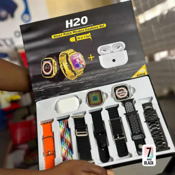 Pack H20 Smartwatch 10-en-1 - Montre Connectée + Écouteur Bluetooth +  7 Bracelets + Coque de Protection – Édition Premium