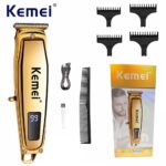Tondeuse Kemei 1313 – Écran Digital & Finition – Or/Argent