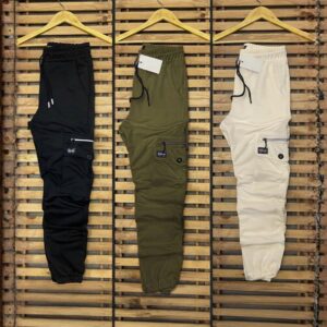 Pack 3 Pantalons Cargo - (Noir, Vert Militaire, ecru) REF0016