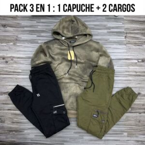 Pack 3 en 1 Streetwear - 1 Capuche "Vintage" + 2 Cargos REF0031