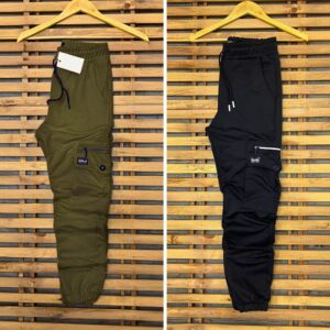 Pack 2 Pantalons Cargo - (Noir & Vert Militaire) REF0028