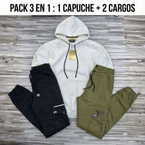 Pack 3 en 1 Streetwear - 1 Capuche "Vintage" + 2 Cargos REF0052