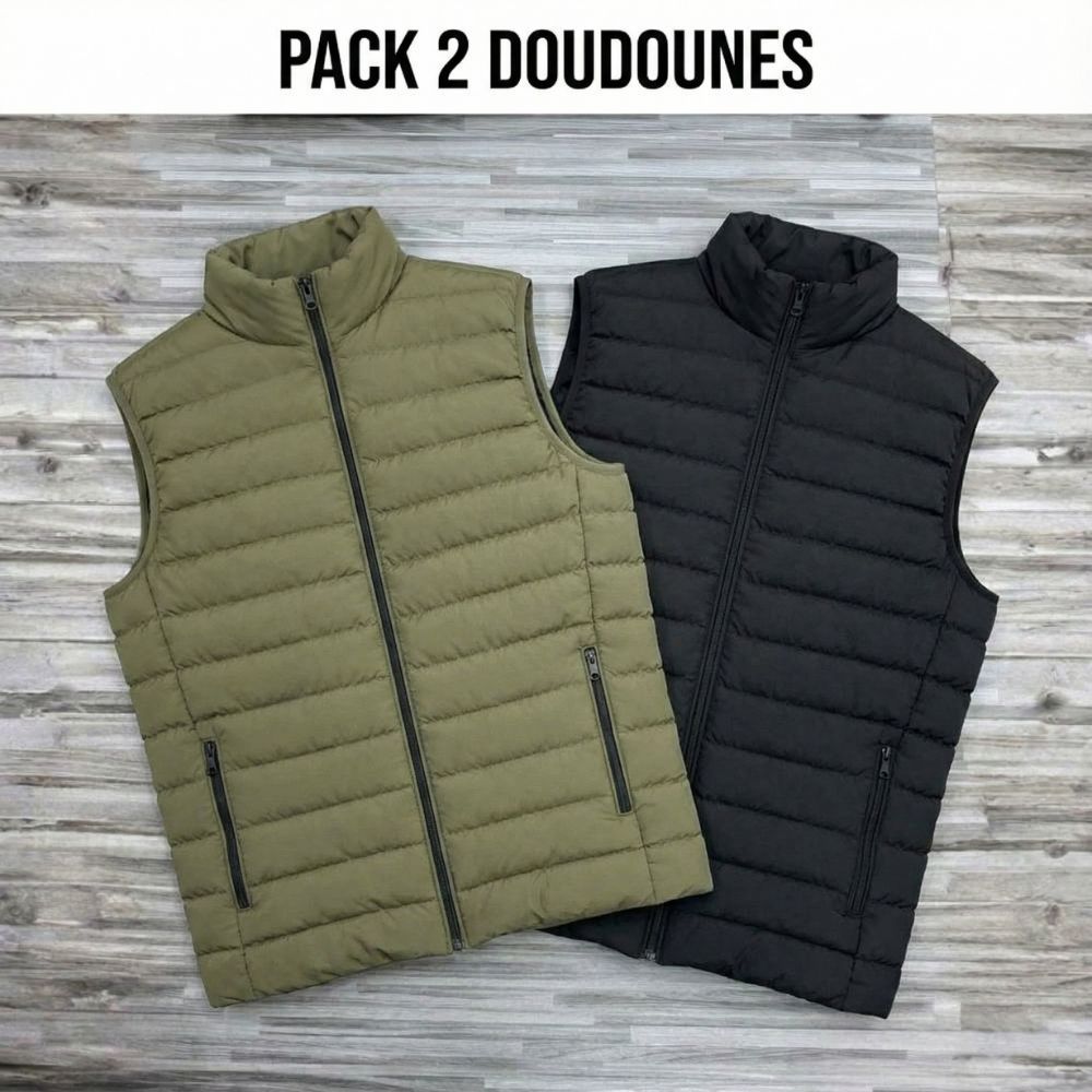 Pack 2 Doudounes (Noir & Vert Militaire) REF0046