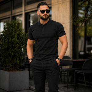 Polo Col Chemise - Noir