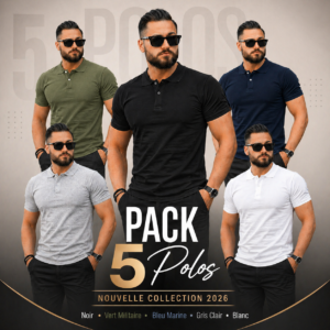 Pack 5 Polos Col Chemise : Confort & Élégance REF0119