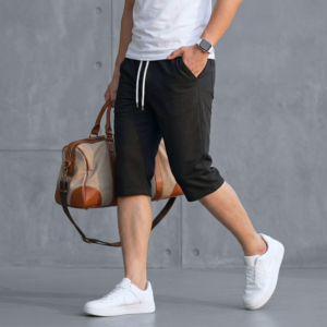 Short Pantacourt Coton Coupe Regular - Noir