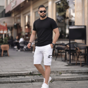 Ensemble T-shirt 100% Coton + Short Cargo Multipoches REF0106