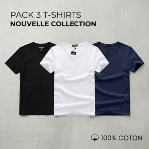 Lot de 3 T-shirts Col Rond 100% Coton Stretch REF0085