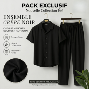 Ensemble Crepe Froissé - Confort & Style - Noir