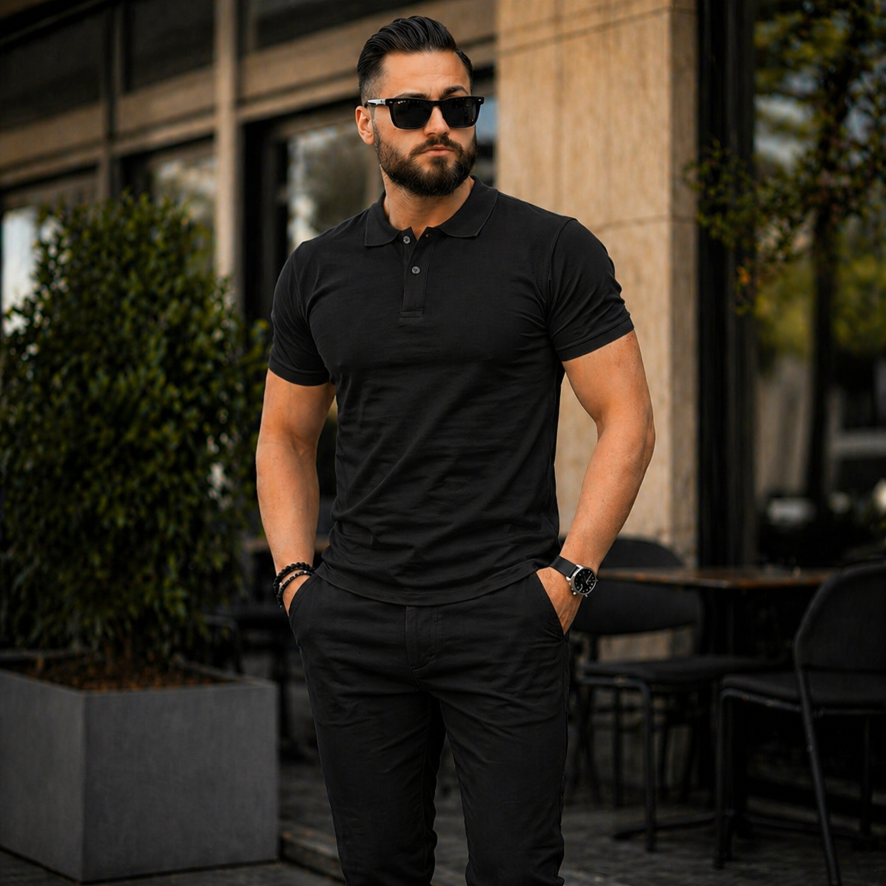Homme avec polo blanc