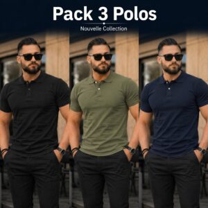 Pack 3 Polos Col Chemise : Confort & Élégance REF0125