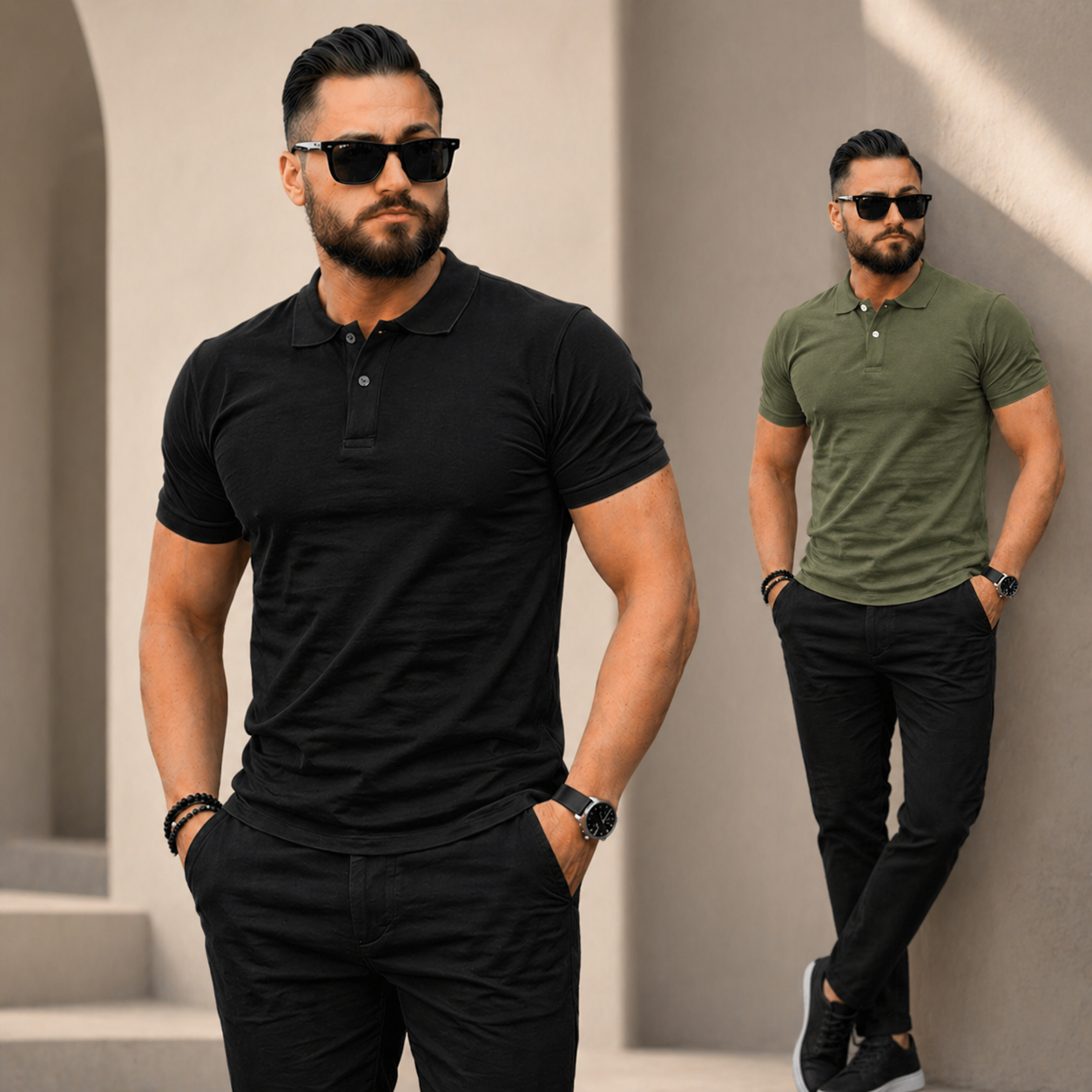 Pack 3 Polos Homme Blanc Gris Bleu Marine