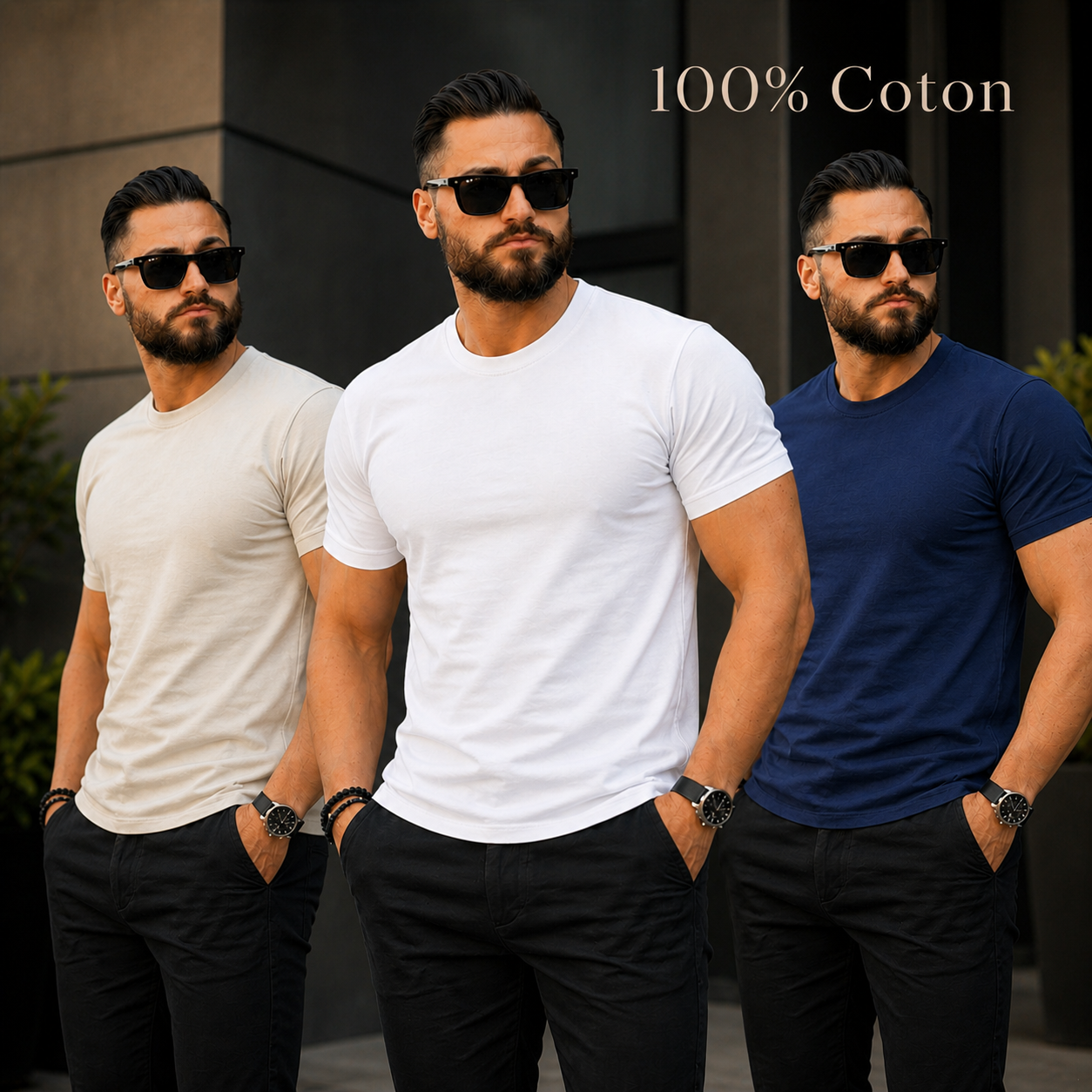 Homme portant polo bleu marine