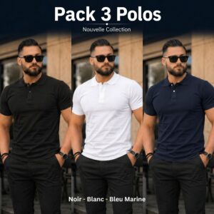 Pack 3 Polos Col Chemise : Confort & Élégance REF0131