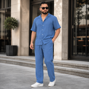 Ensemble Crepe Froissé Bleu Jeans