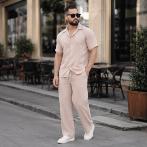 Ensemble Crepe Froissé – Confort & Style – Beige